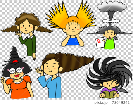 奇抜な髪型の女性達 セットのイラスト素材