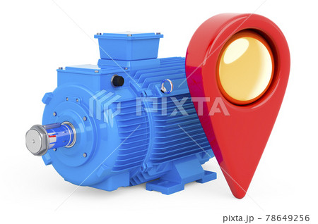 Map pointer with electric motor, 3D rendering Map pointer with electric motor, 3D rendering 78649256