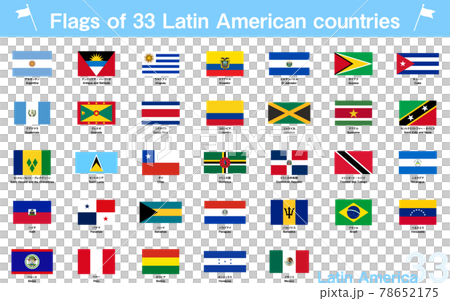 世界の国旗 中南米の33か国セットのイラスト素材