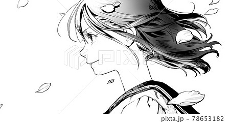 Profile Schoolgirl Monochrome Illustration Stock Illustration