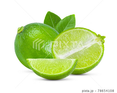 slice of lime isolated on white 78654108