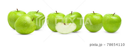 fresh green apple on white background with water drop fresh green apple on white background with water drop 78654110