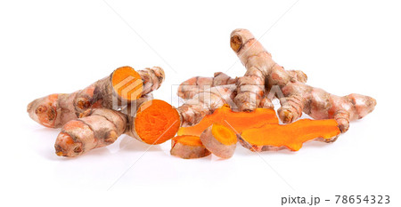 turmeric roots isolated on white 78654323