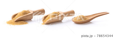 brown sugar in wood scoop and spoon  isolated on white 78654344