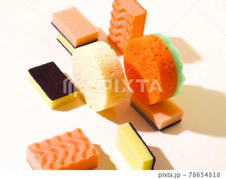 Geometric pattern with foam rubber sponges. Yellow 78654818