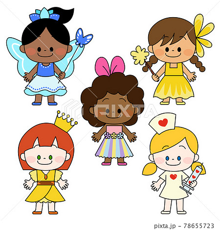 仮装をした世界の子供たちのイラスト素材
