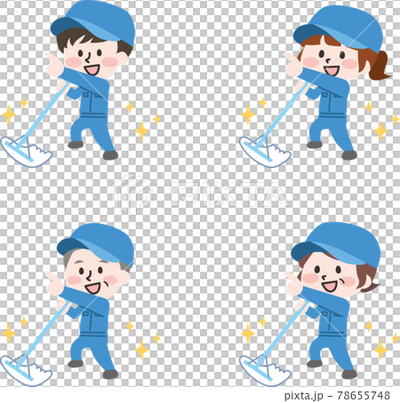 做出決定性姿勢的清潔工 做出決定性姿勢的清潔工 78655748