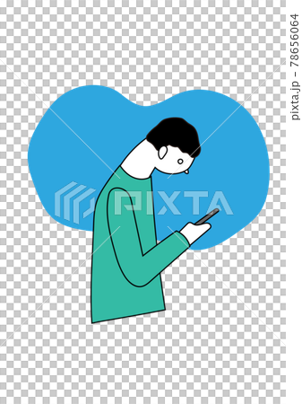Illustration of a man looking at a smartphone 78656064
