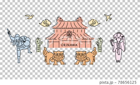 沖縄　シンプルな線画イラスト素材　セット 78656125