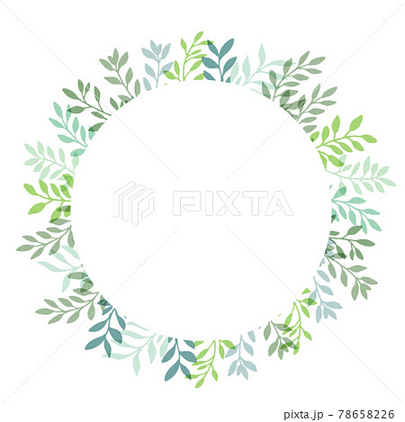 手描きタッチのシンプル草木リース型フレーム のイラスト素材