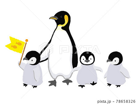 ペンギンの親子のイラストのイラスト素材