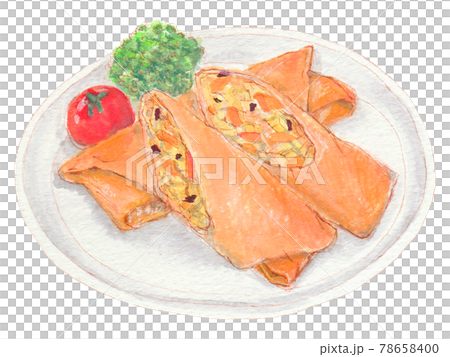 Hand-painted food and drink menu spring rolls Hand-painted food and drink menu spring rolls 78658400