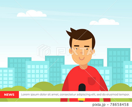 Male Journalist Conducting Interview on Television Broadcast Reporting News and Information Vector Illustration 78658458