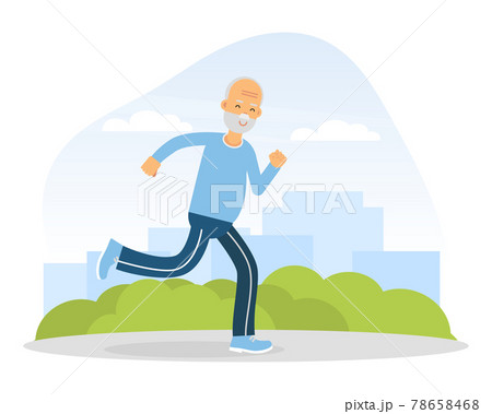 old man running cartoon