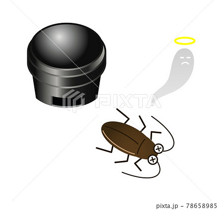 ゴキブリと殺虫剤のイラストイメージのイラスト素材