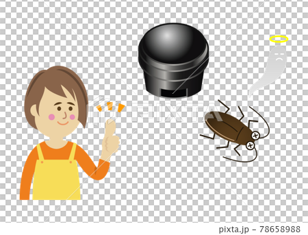 ゴキブリ用の殺虫剤を使う主婦のイラストイメージ 78658988