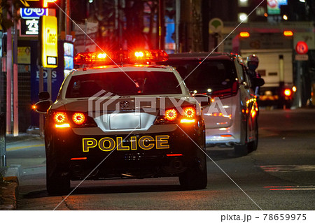 警視庁 交通機動隊 クラウン パトカーの写真素材