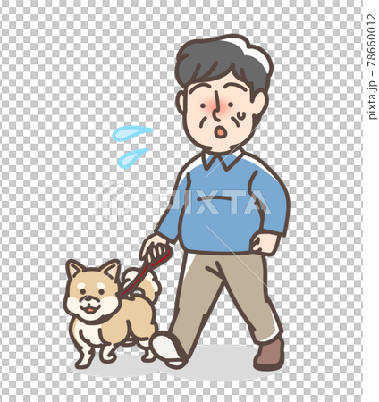 A thick man who walks a dog 78660012