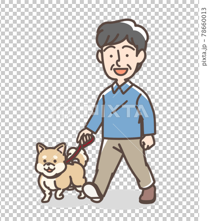 A man who walks a dog 78660013