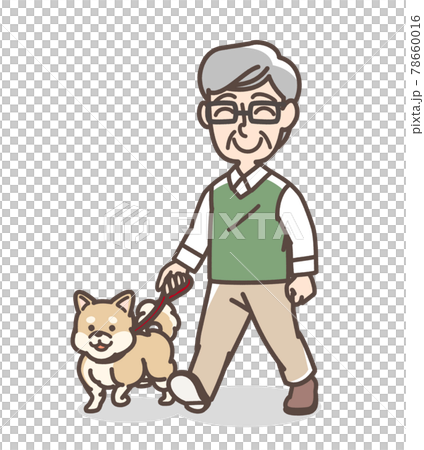 Grandfather playing a dog walk 78660016