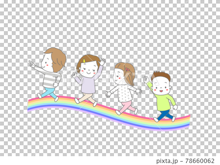 虹の道を並んで歩く子供たち 虹の道を並んで歩く子供たち 78660062