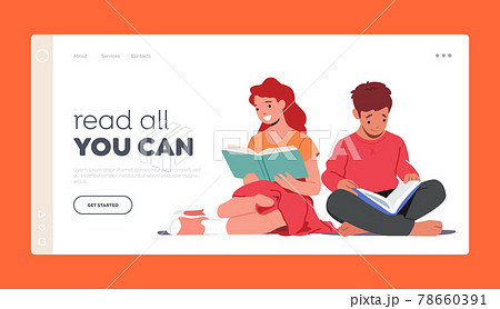 Back to School, Education, Knowledge Landing Page Template. Kids Reading Books, Boy and Girl Character Studying, Learn 78660391
