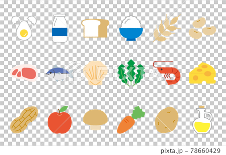 かわいい手描き風の色々な種類の食品のアイコンセット 78660429