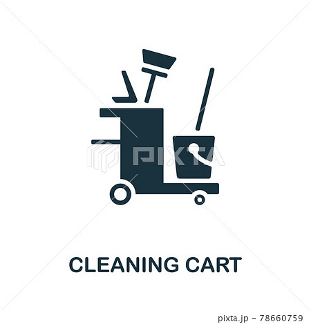 Cleaning Cart icon. Monochrome simple element from housekeeping collection. Creative Cleaning Cart icon for web design, templates, infographics and more Cleaning Cart icon. Monochrome simple element from housekeeping collection. Creative Cleaning Cart icon for web design, templates, infographics and more 78660759