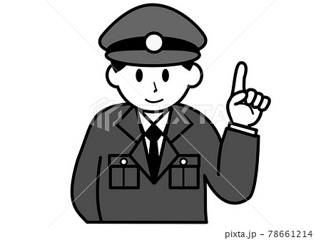 指さしポーズの警察官のイラスト素材 指さしポーズの警察官のイラスト素材