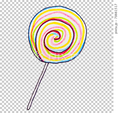 色鉛筆手書きのペロペロキャンディーのイラスト素材