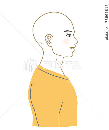 頭をそったアフリカ系アメリカ人男性横顔のイラスト素材