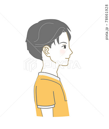 Tシャツを着た少年横顔のイラスト素材