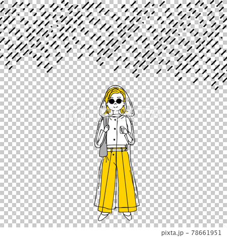 レインコートと女性のイラスト レインコートと女性のイラスト 78661951