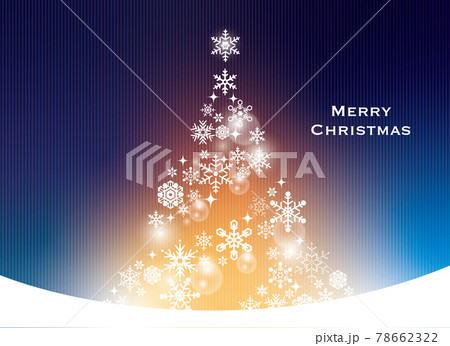 雪の結晶でできたクリスマスツリー イルミネーション のイラスト素材