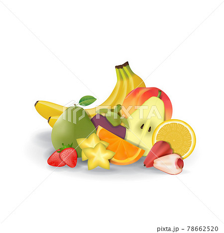Realistic Natural Fresh Fruits on White Summer Isolated Vector Illustration 01 Realistic Natural Fresh Fruits on White Summer Isolated Vector Illustration 01 78662520
