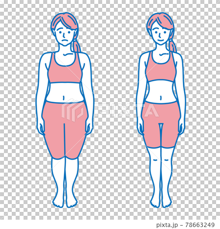 ダイエットをする女性のビフォーアフター 78663249
