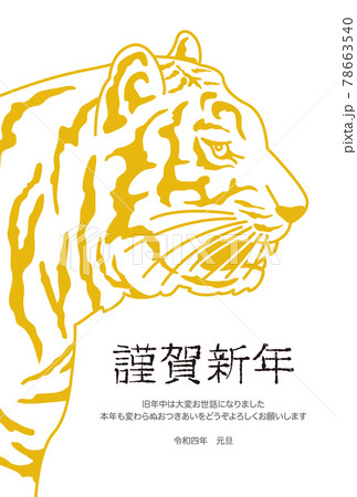 リアルタッチな虎イラスト 22年寅年の年賀状 はがきテンプレートのイラスト素材