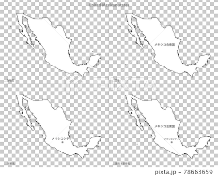 白地図 アメリカ大陸 メキシコ合衆国のイラスト素材