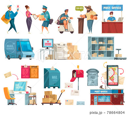 Post Office Cartoon Set 78664804