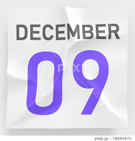 December 9 date on crumpled paper page of a...のイラスト素材 [78664972] - PIXTA