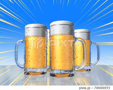 ビール　生　ジョッキ　夏　集中線入り 78666955