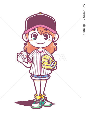 野球女子のイラスト素材