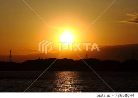 手賀沼の夕焼け 78668044