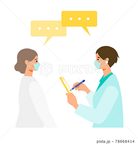 ワクチン摂取前の予診を受ける女性 ワクチン摂取前の予診を受ける女性 78668414