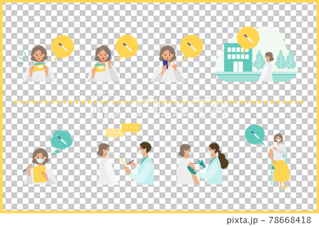 ワクチン摂取の流れを示すイラスト 78668418