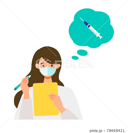 ワクチン摂取前に問診票へ書き込む女性 ワクチン摂取前に問診票へ書き込む女性 78668421