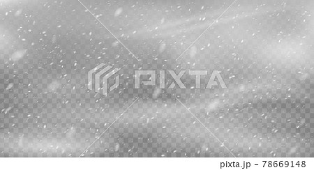 Realistic blizzard background. Christmas snowfall overlay, falling snowflakes winter snowy weather vector background illustration. Heavy snowfall 78669148