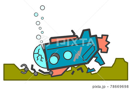 海中で探査中に破損した潜水艇のイラスト 海中で探査中に破損した潜水艇のイラスト 78669698