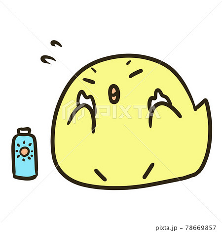日焼け止めを一生懸命に塗るひよこ 78669857