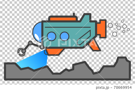 Illustration of a submersible exploring underwater Illustration of a submersible exploring underwater 78669954